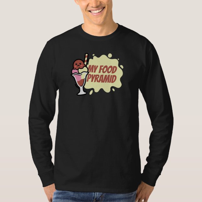 Camiseta Meu Sorvete de Pirâmide Comida Cone Happy Sorvete  (Frente)