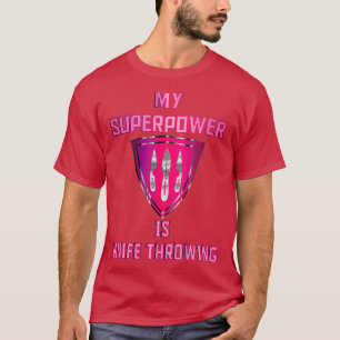 Camiseta Meu superpoder é a Knife jogando Crachá rosa cláss