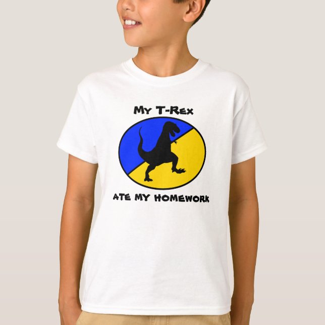 Camiseta Meu T-Rex comeu meus trabalhos de casa (Frente)