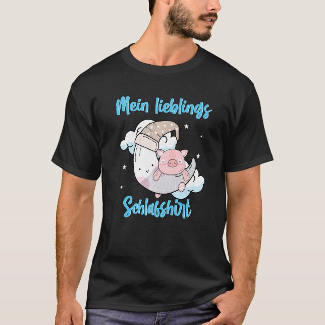 Camiseta Meu Teacup Pig Mini Pig Moon Sleep Favorito (Frente)