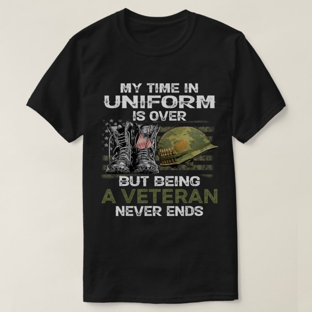 Camiseta Meu Tempo Na Uniforme Acabou, Mas Ser Veterano (Frente do Design)