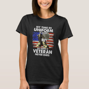 Camiseta Meu Tempo Uniforme Acabou Mas Ser Um Veterano É