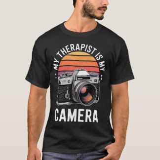 Camiseta Meu Terapeuta É Minha Câmera Fotografia Câmera Vi