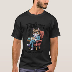 Camiseta Meu Terapeuta Tem Bigodes Gato Divertido Saúde Men