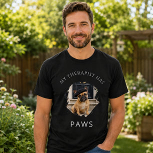 Camiseta Meu terapeuta tem patas Foto de Bulldog Francês pr