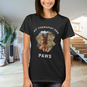 Camiseta Meu terapeuta tem patas foto de cachorro preta