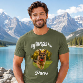 Camiseta Meu terapeuta tem patas foto do cachorro verde