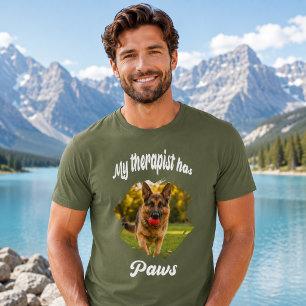 Camiseta Meu terapeuta tem patas foto do cachorro verde