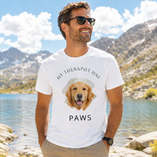 Camiseta Meu terapeuta tem patas Foto Golden Retriver