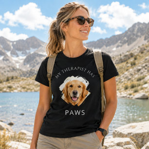 Camiseta Meu terapeuta tem patas Golden Retriver foto preta