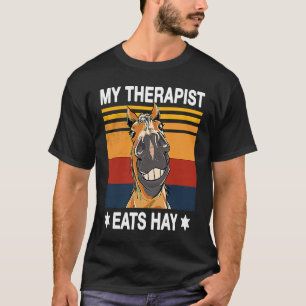 Camiseta Meu Terapista come cavalo feno escalando cavalaria