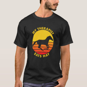 Camiseta Meu Terapista Come Hay Vintage Retrorando Cavalo L