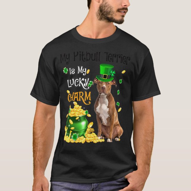 Camiseta Meu Terrier Pitbull É Minha Sortuda Pasta De Cacho (Frente)