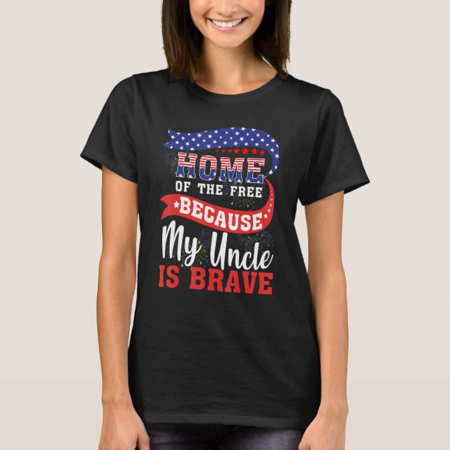 Camiseta Meu Tio É Bravo E Veterano Bandeira Americana 4º D (Frente)