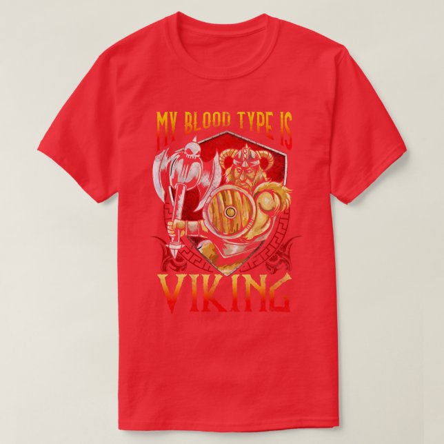 Camiseta Meu Tipo De Sangue Está Viking (Frente do Design)