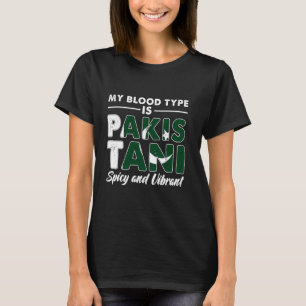 Camiseta Meu tipo sanguíneo é Paquistanês Apimentado e vibr