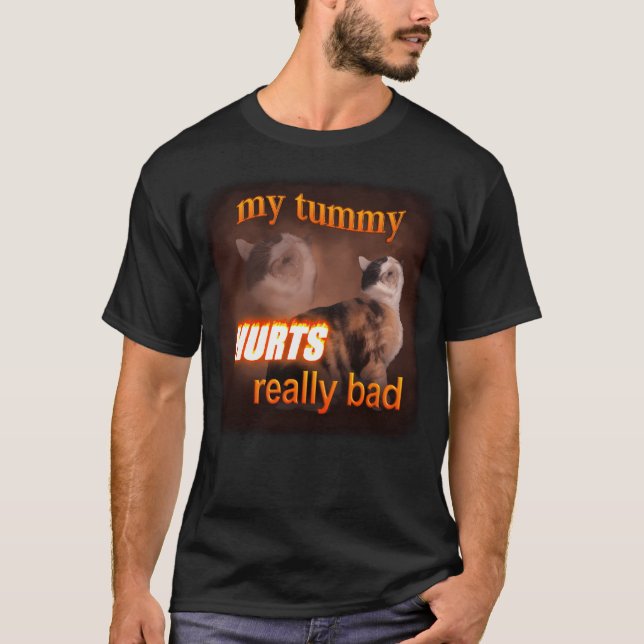 Camiseta Meu Tummy Magoa Muito Mal - Arte De Gato (Frente)