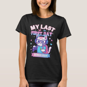 Camiseta Meu Último Primeiro Dia Sênior 2026 Gamer de Gato 