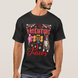 Camiseta Meu Valentim Tem Patas Óculos de Sol Bull Terrier