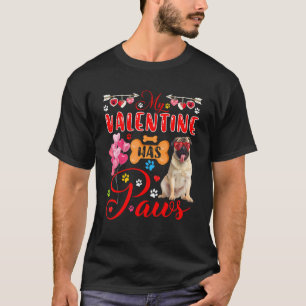 Camiseta Meu Valentim Tem Patas Pug Fofo Óculos de Sol Cora