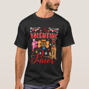 Camiseta Meu Valentim Tem Patinhas Cachorro Alemão Bonito Ó