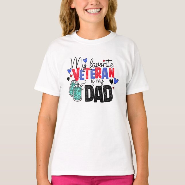 Camiseta Meu Veterano Favorito É Meu Militar Pai (Frente)