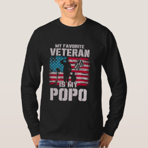 Camiseta Meu Veterano Favorito É Meu Popo Americano Flag Fa