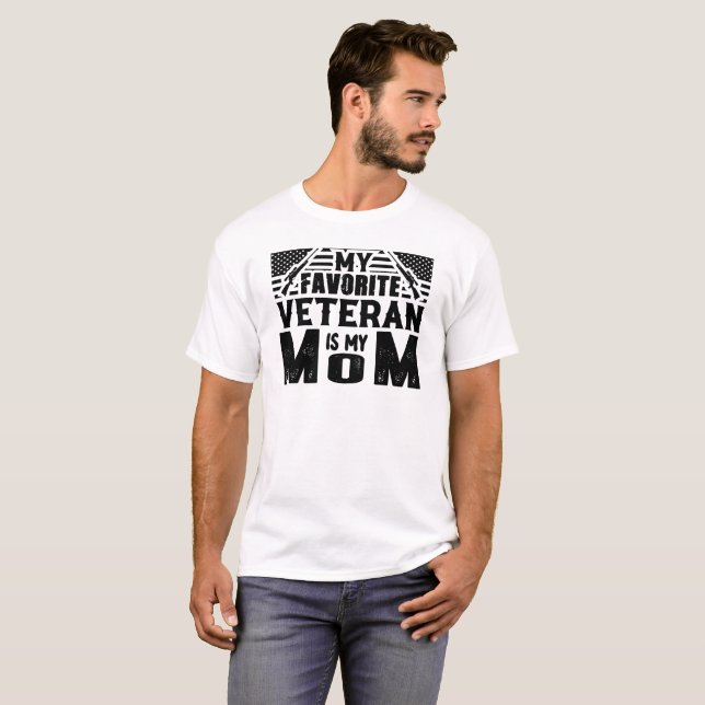 Camiseta meu veterano favorito é minha mãe Veteranos Americ (Frente Completa)