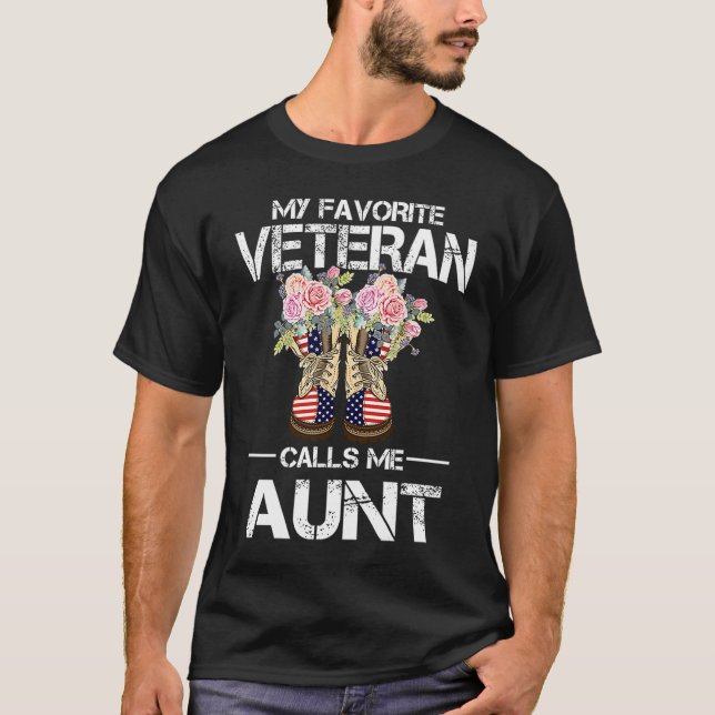 Camiseta Meu Veterano Favorito Me Chama Tia Combate Boots (Frente)