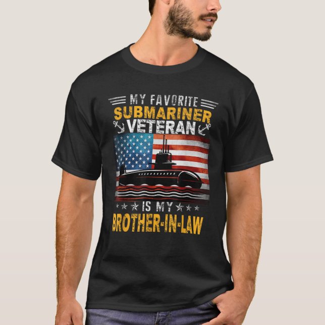 Camiseta Meu Veterano Submarino É Meu Irmão-Em-Lei Bandeira (Frente)