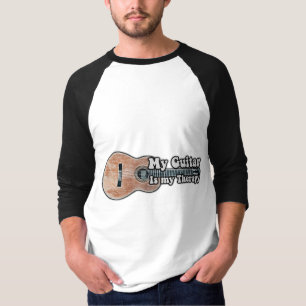 Camiseta Meu violão é minha terapia. violão marrom vintage
