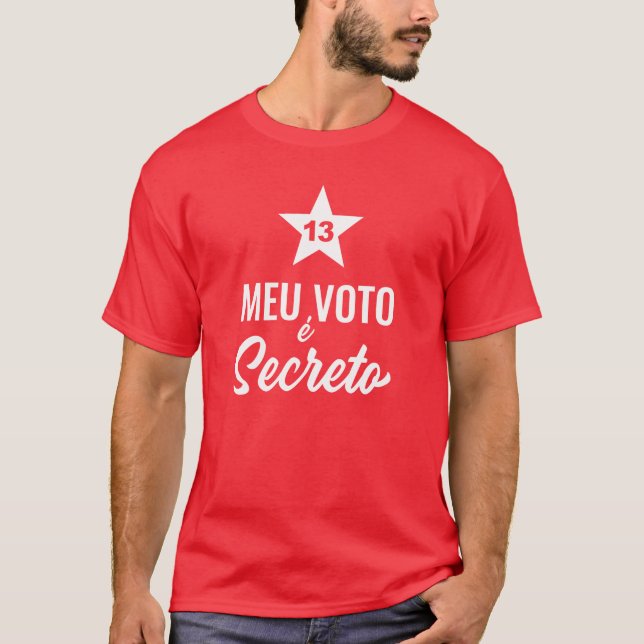 Camiseta Meu Voto É Secreto Lula 2022 13 PT Lula Livre (Frente)