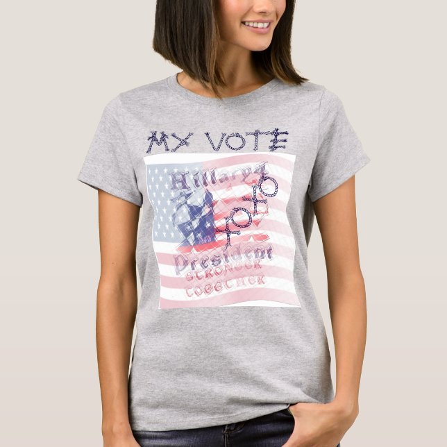 Camiseta Meu voto XOXO USA Hillary 4 Presidente americano (Frente)