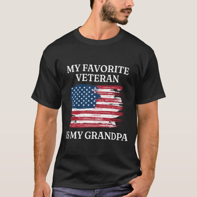Camiseta Meu Vovô Veterano Favorito Patriótico (Frente)