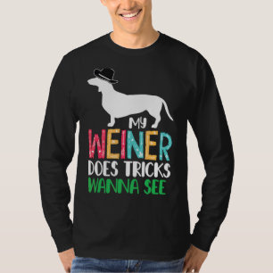 Camiseta Meu Weiner Faz Truques Quer Ver Dachshund Dog Flo