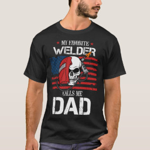 Camiseta Meu Welder Favorito Me Chama Pai Padre USA Flag