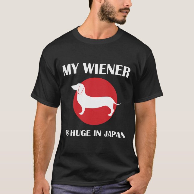 Camiseta Meu Wiener É Enorme No Japão Dachshund (Frente)