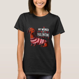 Camiseta Meu Wiener É Meu Namorados - Cute Dachshund Valent
