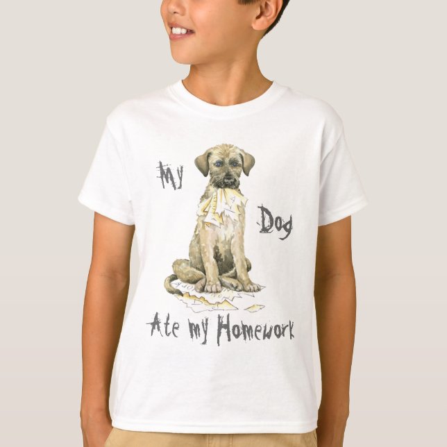 Camiseta Meu Wolfhound irlandês comeu meus trabalhos de (Frente)