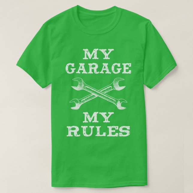 Camiseta Meu Workshop Minhas Regras Compro de Reparo Mecâni (Frente do Design)