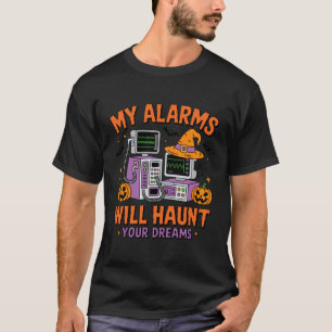 Camiseta Meus Alarmes Vão Assombrar Seus Sonhos Halloween E