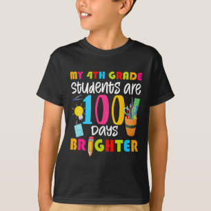 Camiseta Meus alunos do 4º ano são 100 dias mais brilhantes