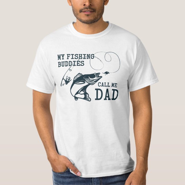 Camiseta Meus Amigos De Pesca Me Chamam De Aniversário Pai  (Frente)