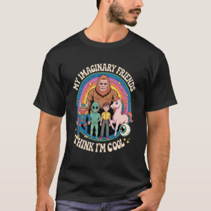 Camiseta Meus Amigos Imaginários Acham que Sou Legal Retro