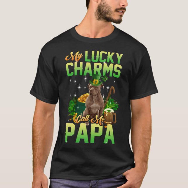 Camiseta Meus Charmes Sortudos Me Chamam De "Papa Perfeito  (Frente)