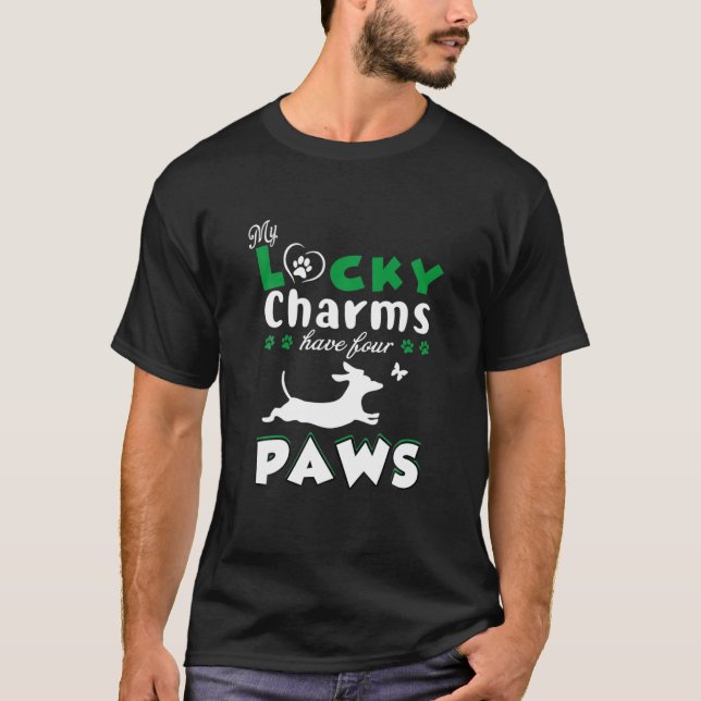 Camiseta Meus Charmes Sortudos Têm Quatro patas Patrick Dac (Frente)