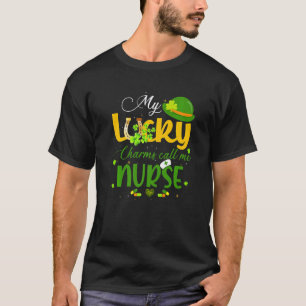 Camiseta Meus Charms da Sorte Me Chamam de Enfermeira Feliz