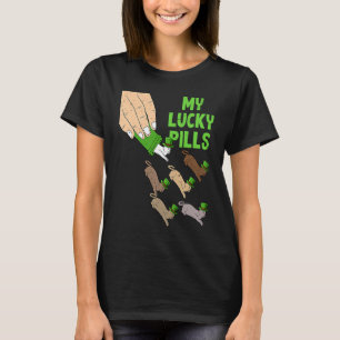 Camiseta Meus Comprimidos da Sorte Gato Dia de São Patrício