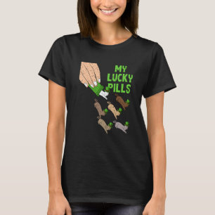 Camiseta Meus Comprimidos da Sorte Gato Dia de São Patrício