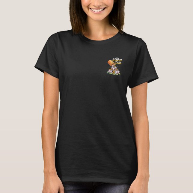 Camiseta Meus comprimidos felizes Amante de vaca engraçada  (Frente)